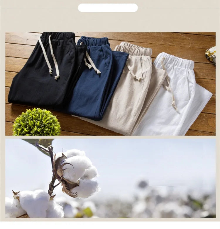 (Shirt + trousers) 2025 summer men shirt Man Cotton and linen shirts Short sleeve men's casual shirts men A set of clothes M-5XL