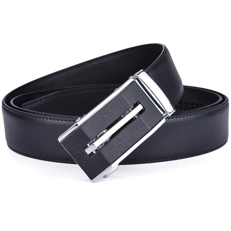 Men’s Genuine Leather Ratchet Dress Belt with Automatic Sliding Buckle Plus Size