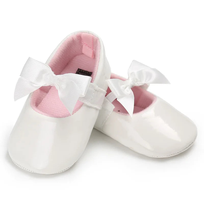 Newborn Baby Shoes Baby Girls Shoes PU Anti-slip Bowknot Classic Princess Dress Shoes First Walker Toddler Crib Shoe Moccasins