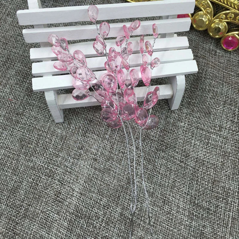20Pcs Acrylic Flower Branch Artificial Flower Bouquet Crystal Flowers Colorful String Wedding Party Home Craft Decoration Crafts