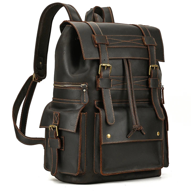 2025 New Arrivals Leather Backpack For Men Male Genuine Leather Laptop Travel Backpack 17 Inch Daypack Shoold Bag Men Male Large