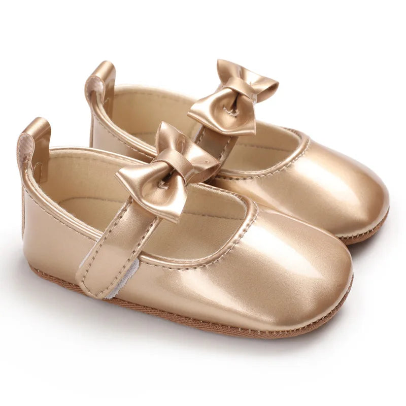Newborn Baby Shoes Baby Girls Shoes PU Anti-slip Bowknot Classic Princess Dress Shoes First Walker Toddler Crib Shoe Moccasins