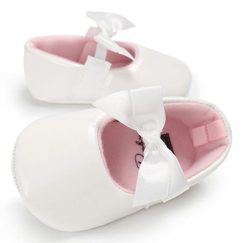 Newborn Baby Shoes Baby Girls Shoes PU Anti-slip Bowknot Classic Princess Dress Shoes First Walker Toddler Crib Shoe Moccasins