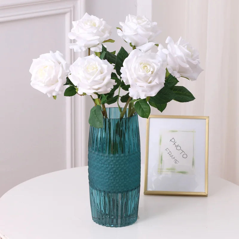 High-quality Simulation True Touch Curling Roses Artificial Flower Bridal Bouquet Wedding Home Decoration Valentine's Day Gift