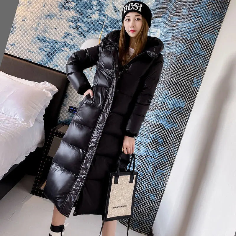 2025 Winter Long Down Jacket Women's Fashion Thick Cotton Parkas Outwear Plus size 4XL Loose Windproof Hooded Snow Coat Female