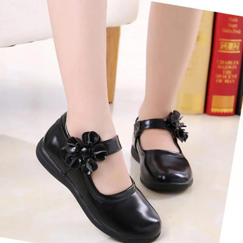 Girls Leather Shoes for Children Wedding Dress Princess School Shoes Kids Summer Bow-knot Black Student Sandals Korean Fashion