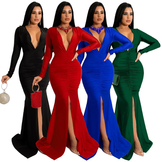 dresses for women 2021 evening party dress long bodycon dress sexy party dresses winter clothes for women long sleeve v-neck