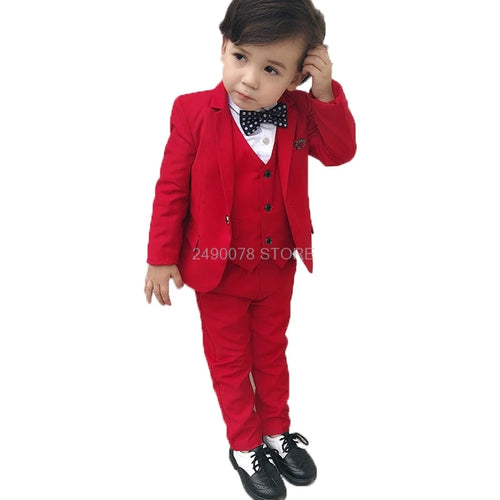 Boys' 3-Piece Formal Tuxedo Set – Jacket, Vest & Pants | Weddings, Dance & Performances | Ages 18M–12T