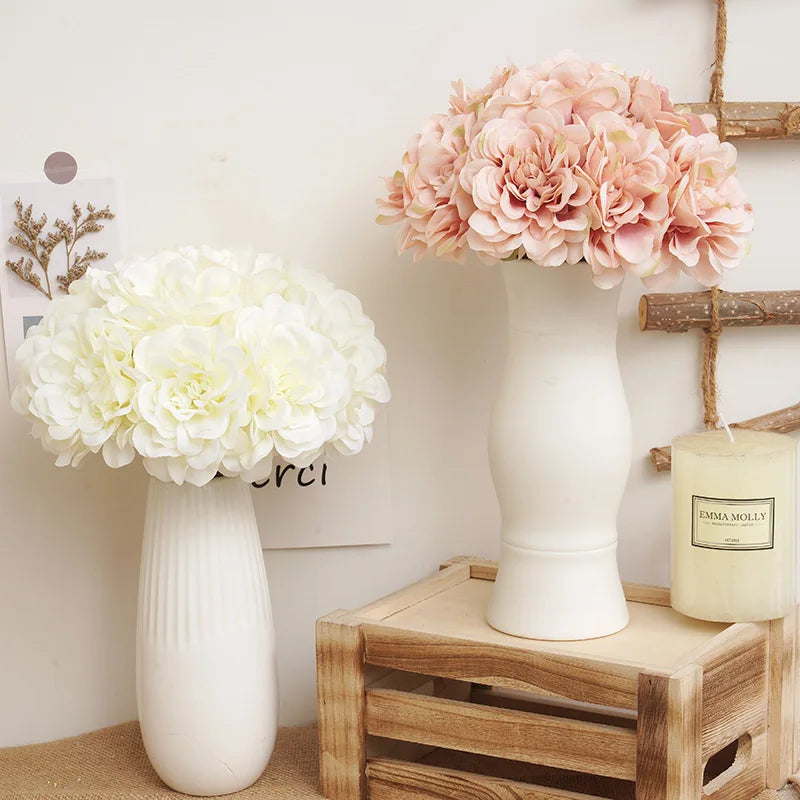 5pcs Beautiful Artificial Peony Flowers High Quality White Bouquet Wedding Home Table Decor Fake Flowers Christmas Arrangement