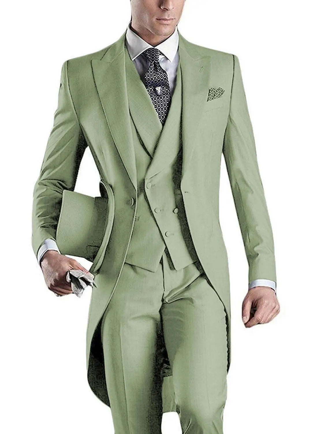 Mens 3 Pieces Suit Casual Formal Business Groomsmen White Burgundy Lapel Tuxedos For Wedding (Blazer+Pants+Vest)