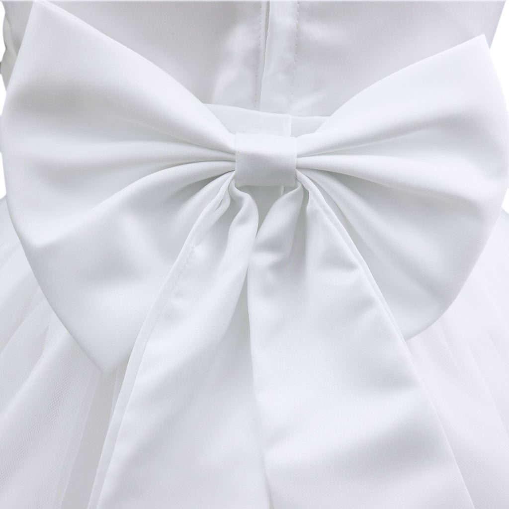 Baby Kids Girls Bowknot Flower Girl Dress Princess Birthday Party Tutu Dress Petals Wedding Pageant Bridesmaid Dresses Ball Gown