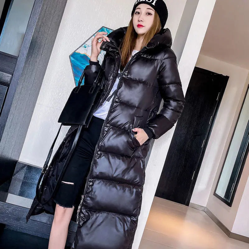 2025 Winter Long Down Jacket Women's Fashion Thick Cotton Parkas Outwear Plus size 4XL Loose Windproof Hooded Snow Coat Female