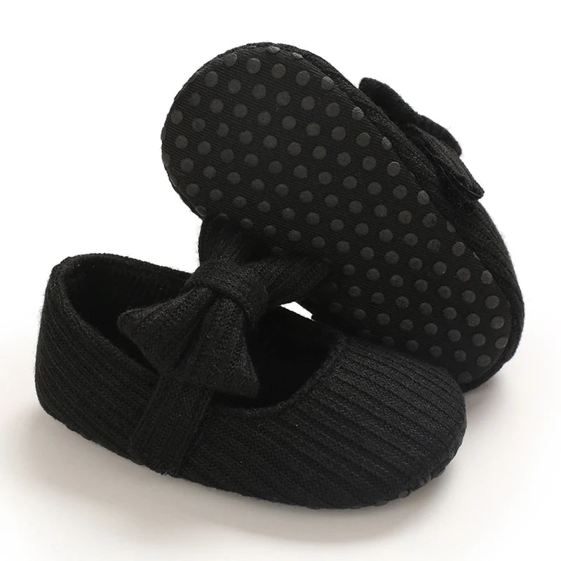 Newborn Toddler Baby Shoes Girl Baby Crib Shoes Princess Flower Bow Baby Cotton Sole First Walker Sneakers 0-18 Months