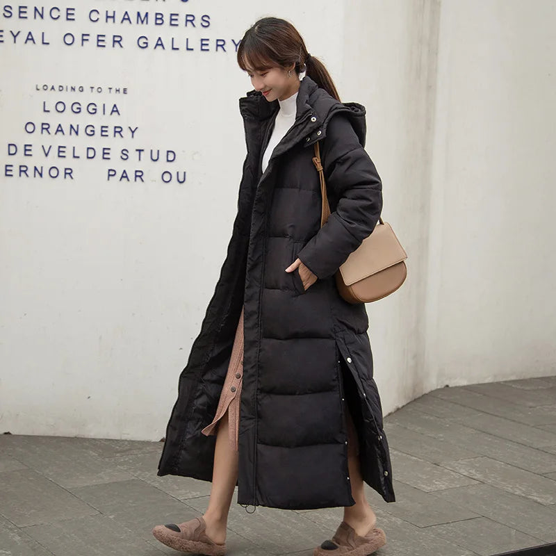 Winter Women Jackets Extra long Parkas Hooded Cotton Padded Female Coat High Quality Warm Outwear Womens Parka Winter Coats