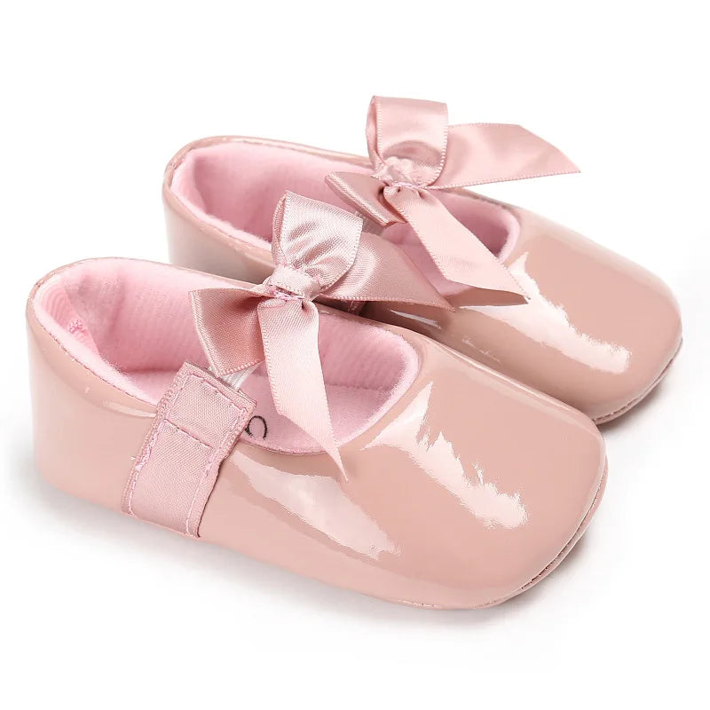 Newborn Baby Shoes Baby Girls Shoes PU Anti-slip Bowknot Classic Princess Dress Shoes First Walker Toddler Crib Shoe Moccasins