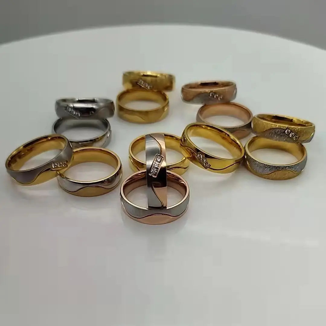 engagement wedding rings for men and women lover's alliance couples 14k rose gold plated ladies fashion jewelry finger ring