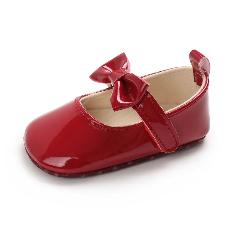 Newborn Baby Shoes Baby Girls Shoes PU Anti-slip Bowknot Classic Princess Dress Shoes First Walker Toddler Crib Shoe Moccasins