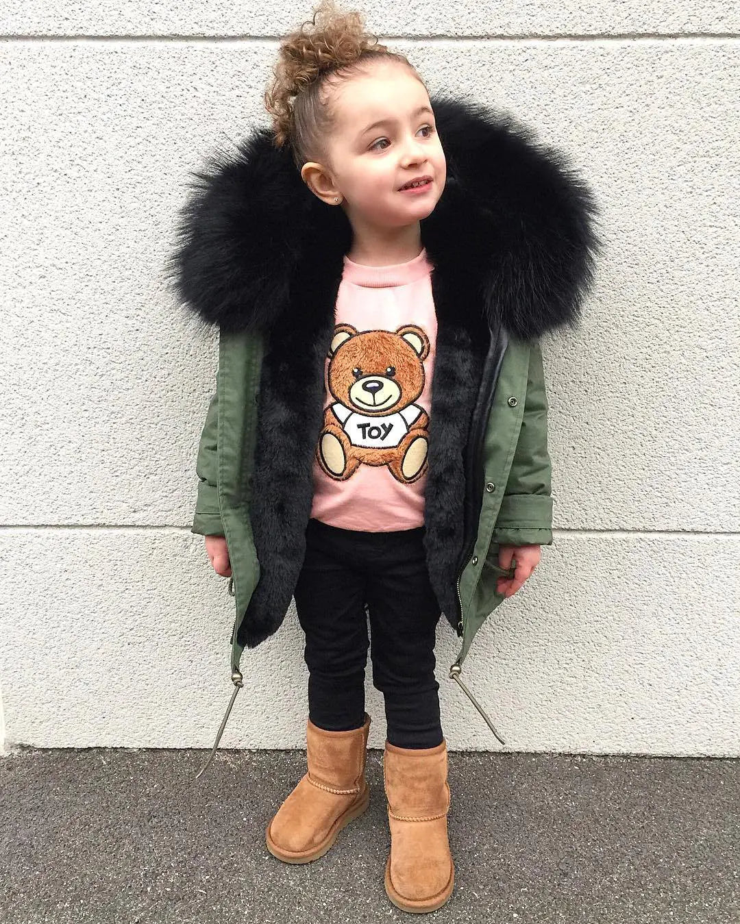 Children's Faux Fur Coat, Mid-Length Winter Jacket