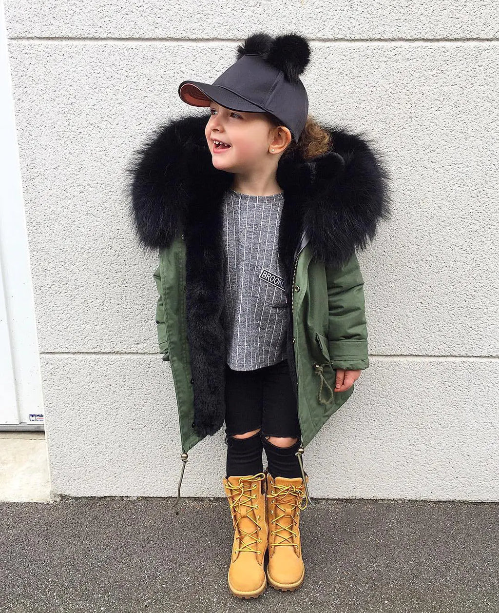 Children's Faux Fur Coat, Mid-Length Winter Jacket