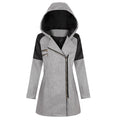 Meoguillat Winter Trench Coat Women Lapel Double Breasted Wool Blend Pea Coats Fashion Plaid Hooded Long Jacket with Belted
