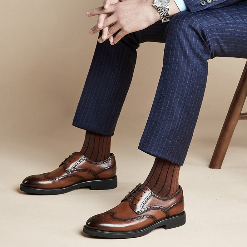 Men's Breathable Leather Shoes Black Soft Leather Soft Bottom Spring And Autumn Best Man Men's Business Formal Wear Casual Shoe