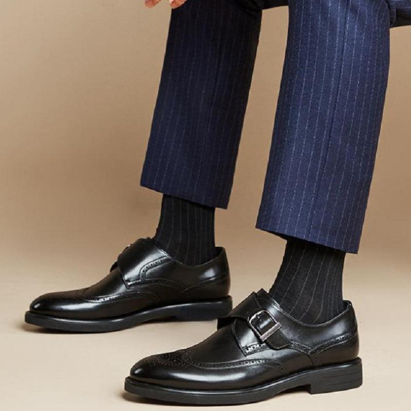 Men's Breathable Leather Shoes Black Soft Leather Soft Bottom Spring And Autumn Best Man Men's Business Formal Wear Casual Shoe