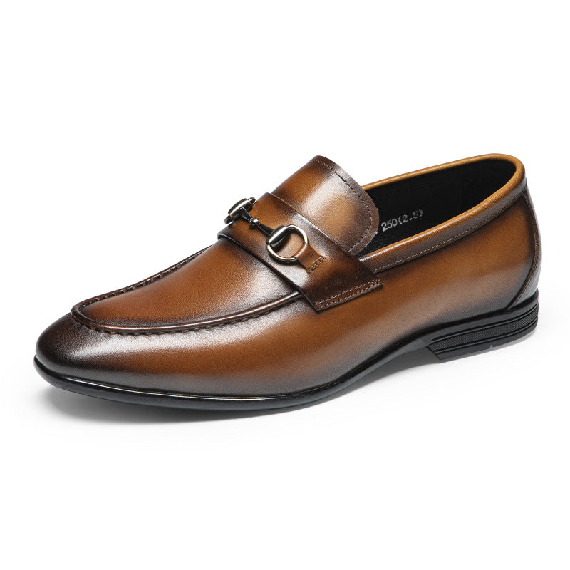 Men's Handmade Cowhide Leather Business Shoes – Horse-Bit Buckle Formal Dress Footwear