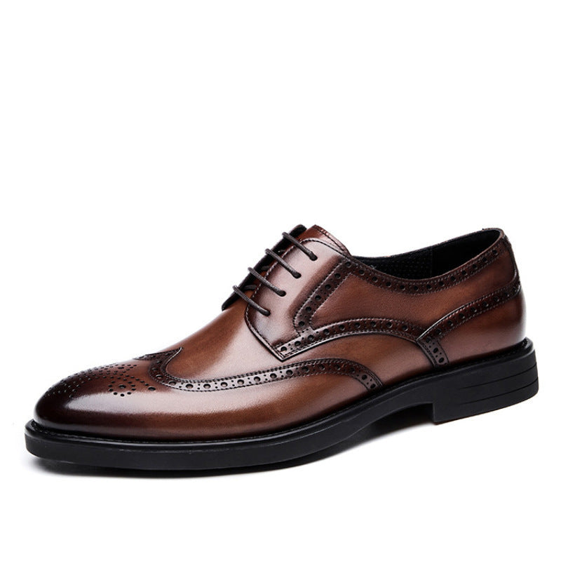Men's Breathable Leather Shoes Black Soft Leather Soft Bottom Spring And Autumn Best Man Men's Business Formal Wear Casual Shoe