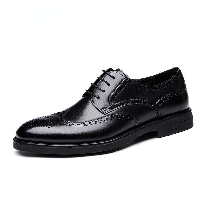 Men's Breathable Leather Shoes Black Soft Leather Soft Bottom Spring And Autumn Best Man Men's Business Formal Wear Casual Shoe