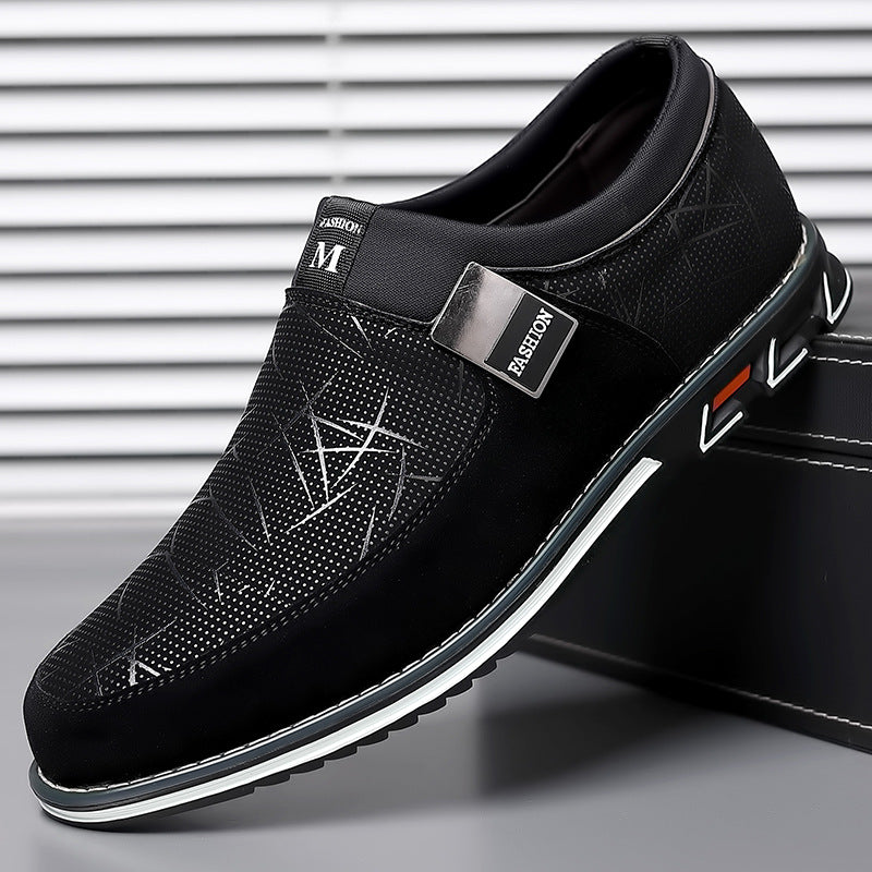 Men's PU Leather Round Toe Dress Shoes – Horseshoe Heel | Sizes 38–48