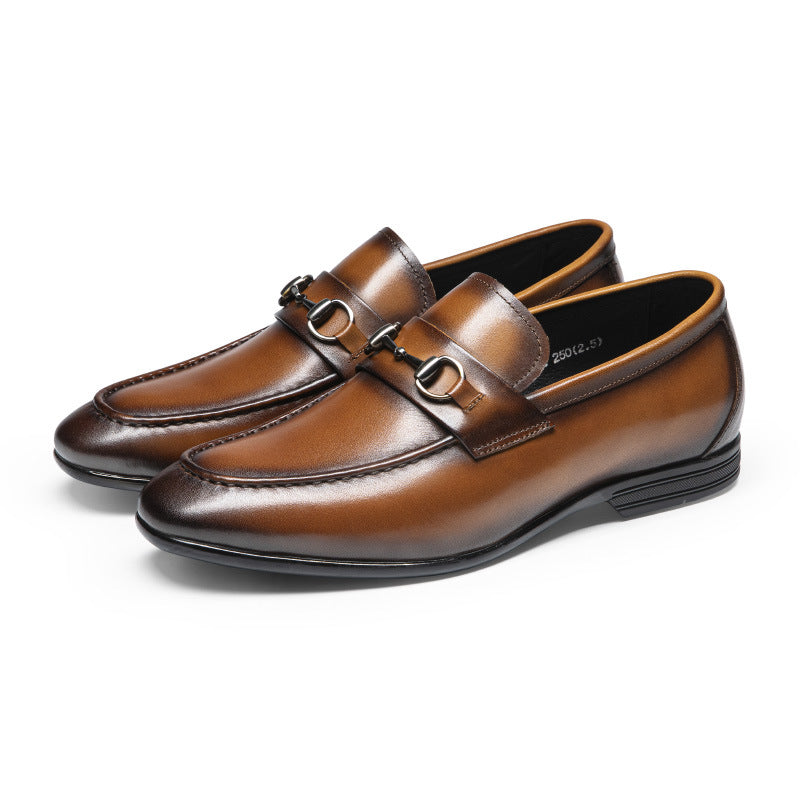 Men's Handmade Cowhide Leather Business Shoes – Horse-Bit Buckle Formal Dress Footwear