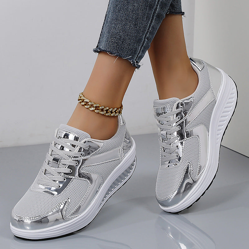 Women's Fashionable Thick Bottom Mesh Elevator Breathable