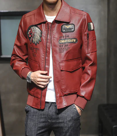 Plus Size Winter Leather Jacket for Men, Slim Fit