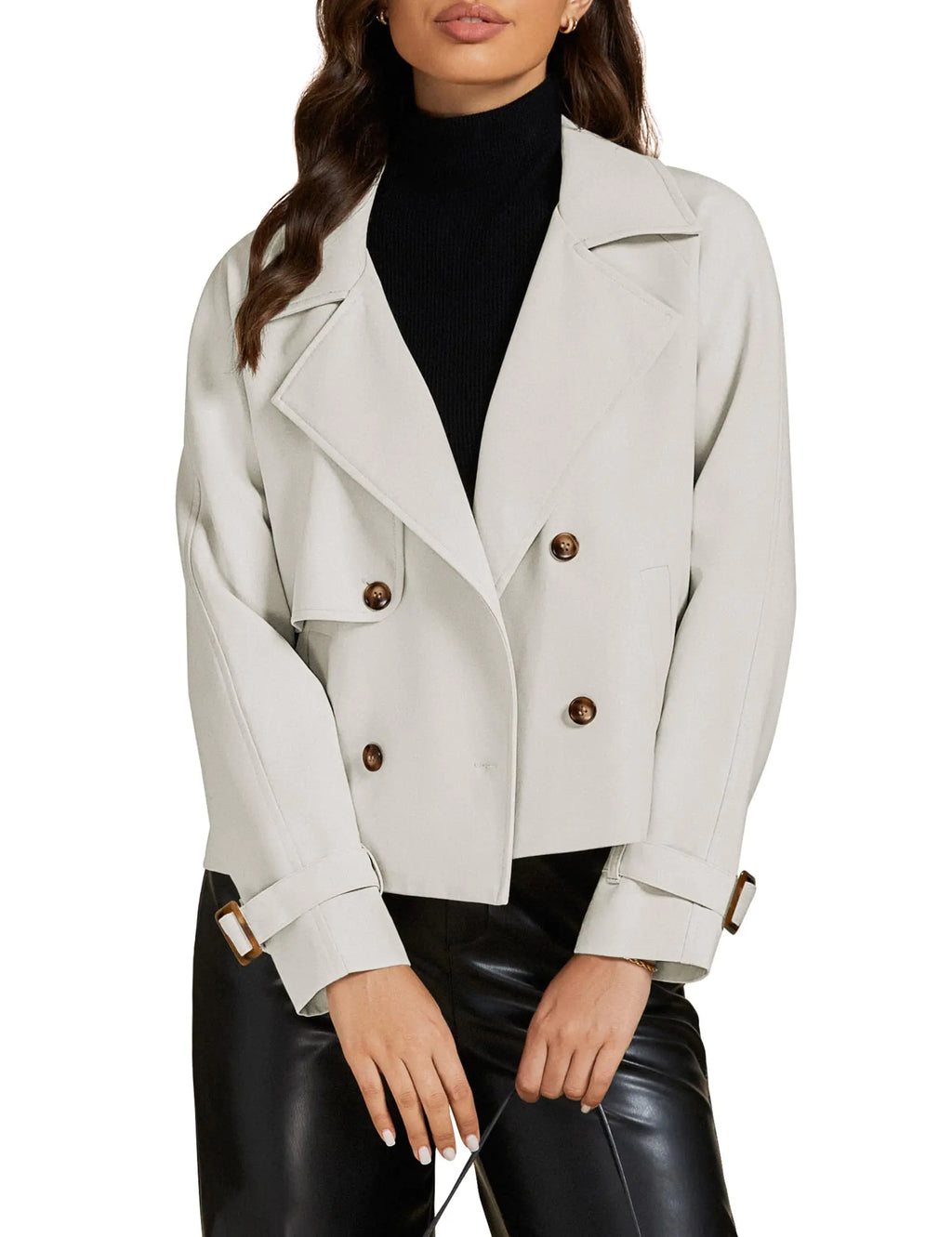 luvamia Jackets for Women Fashion Office Jackets for Women Womens Winter Trench Coat Cute Clothes Womens Office Attire Womens Clothes Womens Winter Coats Light Gray X-Large Fits Size 16 / Size 18