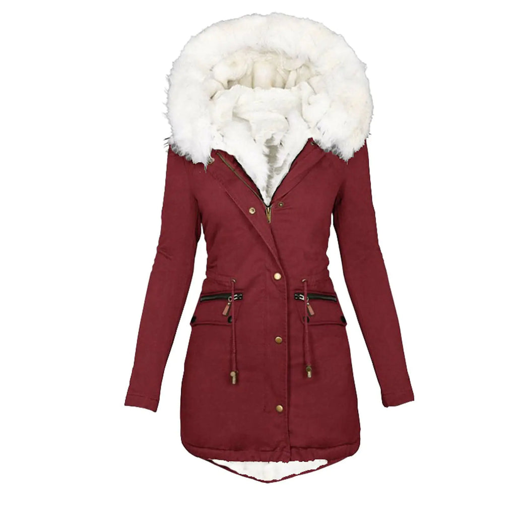 cllios Womens Warm Winter Coat Snow Ski Jacket Fleece Lined Military Jacket Women Faux Fur Hooded Coat Puffer Down Jacket Water Resistant Parka Women Outerwear with Pockets