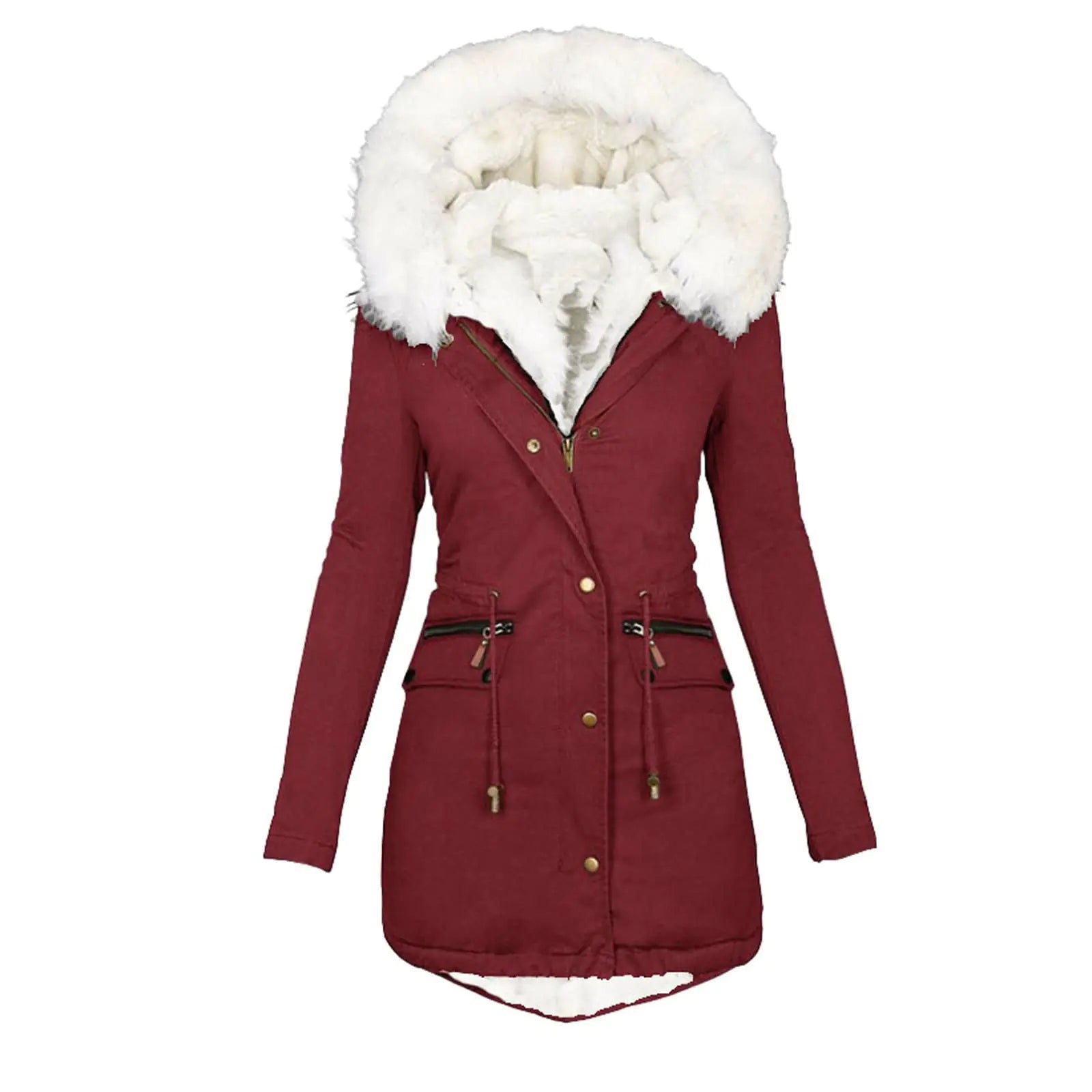 cllios Womens Warm Winter Coat Snow Ski Jacket Fleece Lined Military Jacket Women Faux Fur Hooded Coat Puffer Down Jacket Water Resistant Parka Women Outerwear with Pockets