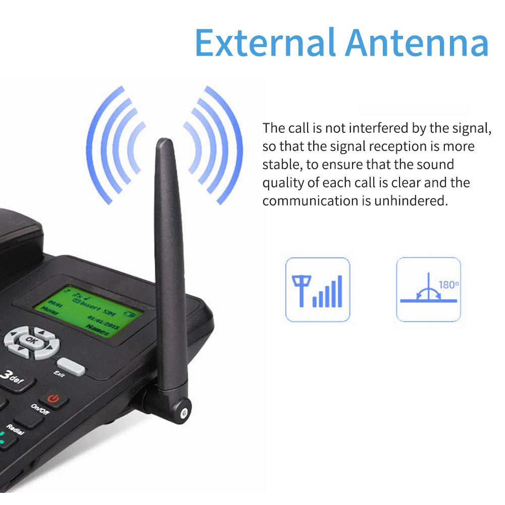Cordless Phone Desktop Telephone Support GSM 850/900/1800/1900MHZ Dual SIM Card 2G Fixed Wireless Phone with Antenna Radio Alarm