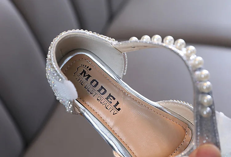 New Children Sandals Rhinestone Bow Wedding Princess Girls Sandal Party Dance Baby Student Flats Kids Performance Shoes H251