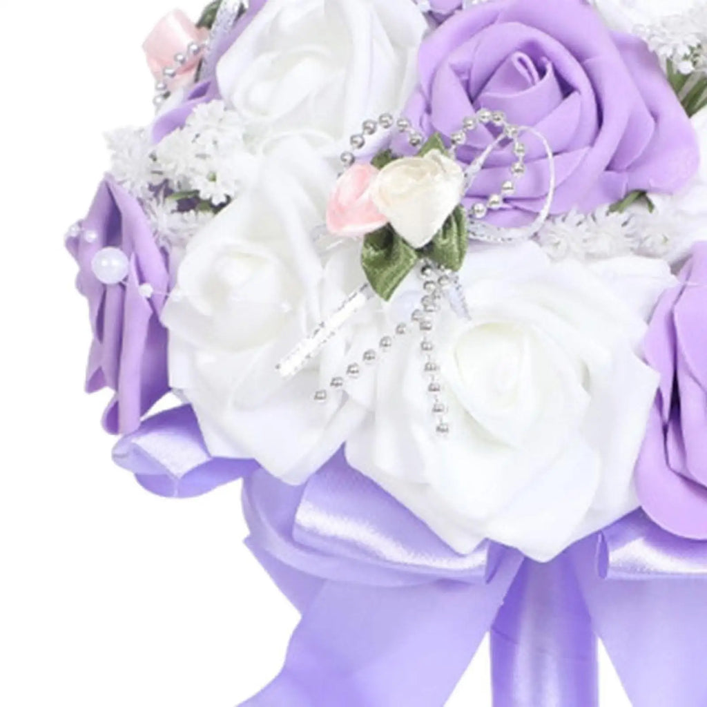 Wedding Bouquet Portable Romantic Handmade Artificial Rose Flower for Bridal Shower Photo Prop Party Valentines Day Ceremony
