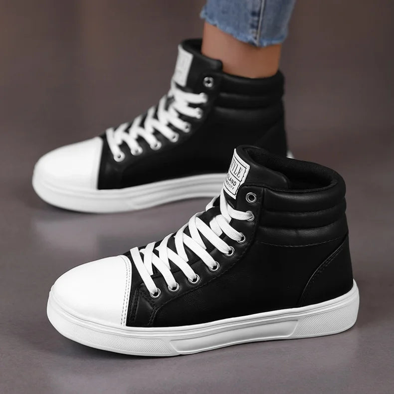 2025 Spring Fashion Red Men's Sneakers High Top Skateboarding Shoes for Men Women Comfortable Unisex Leather Sneakers Size 35-46