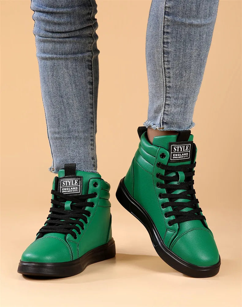 2025 Spring Fashion Red Men's Sneakers High Top Skateboarding Shoes for Men Women Comfortable Unisex Leather Sneakers Size 35-46