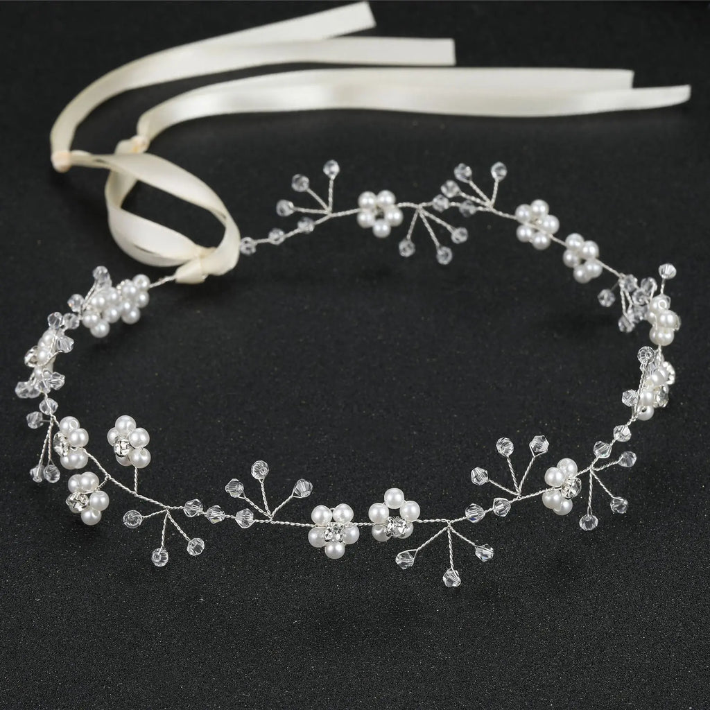 Bridal Wedding Headbands Handmade Bride Tiaras Shiny Rhinestone Flower Hairband Bridal Headpeice Hair Accessories For Women Girl