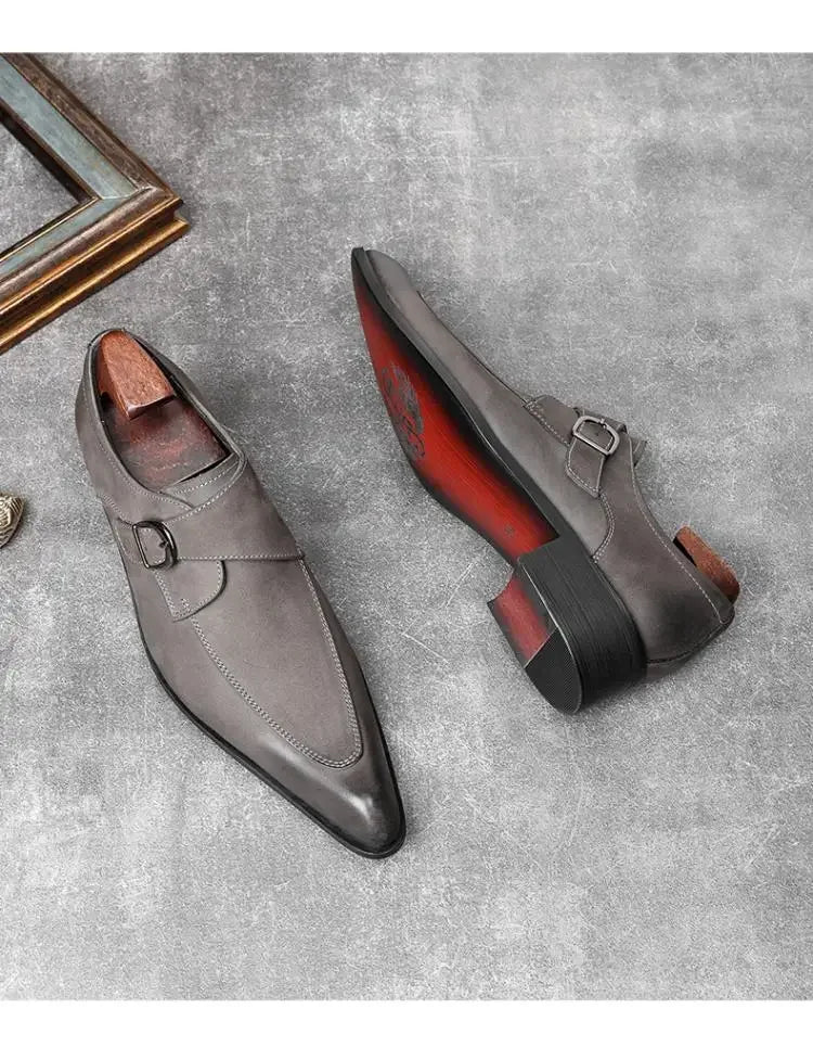 Men's Luxury Suede Cowhide Loafers – British Trend Handmade Business Shoes