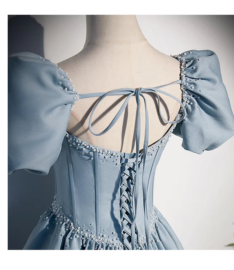BeitifuBaby Palace Style Women's Evening Dresses Light Luxury Satin Lace-up Slimming Banquet Ball Gown Skirt Prom Dress Vestidos
