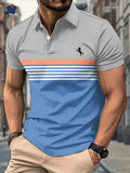 Summer T Shirts for Men 2025 Short Sleeve Men's Clothing Collar 3D Printing Plain Shirt Striped Polo Tees Fashion Pullover Tops