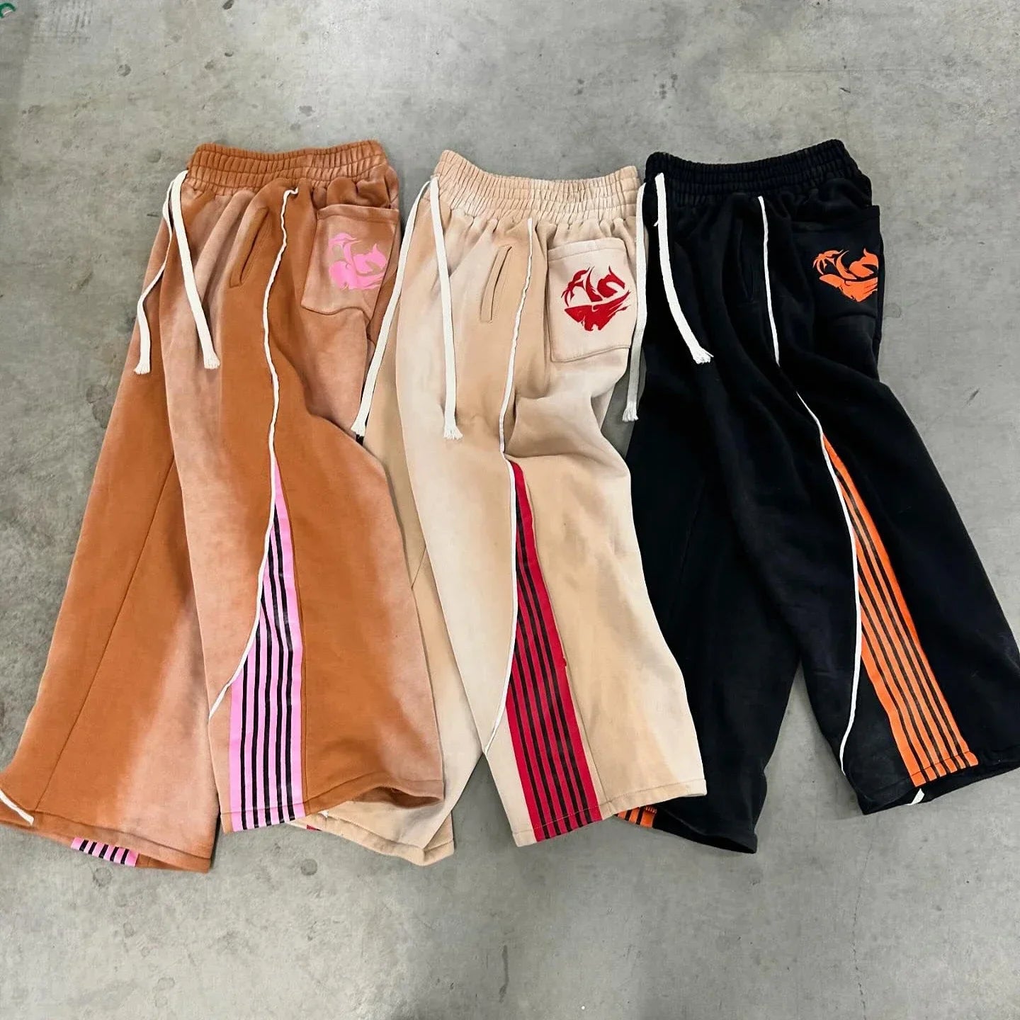 Cotton Stripes Pants New Fashion Hip Hop Street Mens Womens Y2k Embroidery Jogger Drawstring Sweatpants Oversize Cargo Trousers