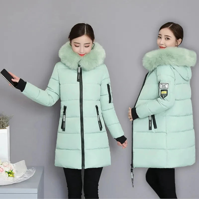 Winter Coat 2025 New Women's Thick Cotton Jacket Women Hooded Coat Medium long Casual Student Jackets Female Warm Parka Overcoat