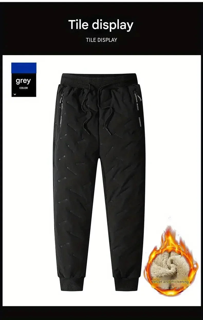 Winter Sweatwear Men Plush Thick Fleece Sweatpant Lambswool Thermal Trousers Casual Pants Waterproof Windproof Warm Cotton Pants