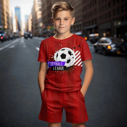 2025 summer new children's T-shirt set, boys' summer short sleeved shorts two-piece set, children's set, breathable sportswear s