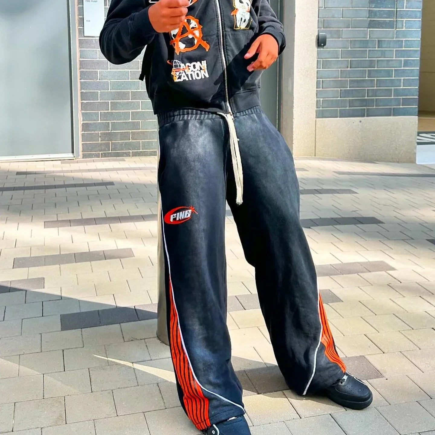 Cotton Stripes Pants New Fashion Hip Hop Street Mens Womens Y2k Embroidery Jogger Drawstring Sweatpants Oversize Cargo Trousers
